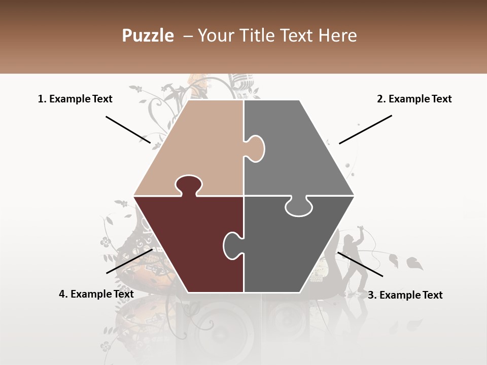 A Speaker With Music Notes And A Guitar In The Background PowerPoint Template