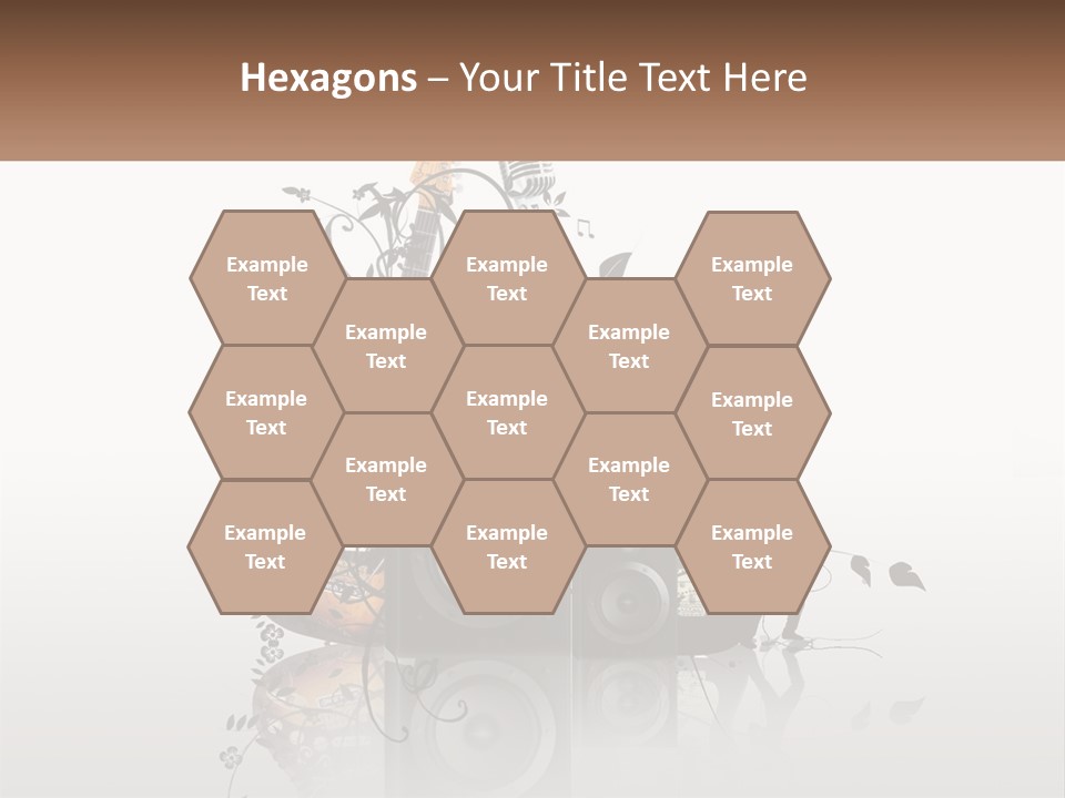 A Speaker With Music Notes And A Guitar In The Background PowerPoint Template