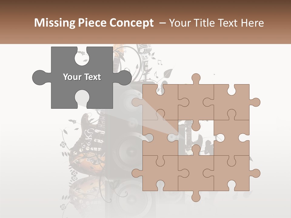 A Speaker With Music Notes And A Guitar In The Background PowerPoint Template