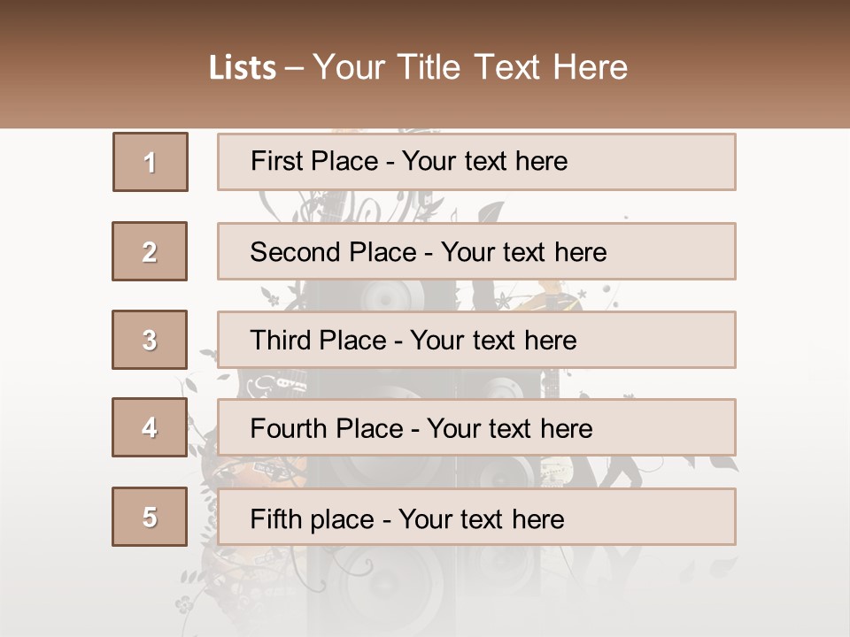 A Speaker With Music Notes And A Guitar In The Background PowerPoint Template