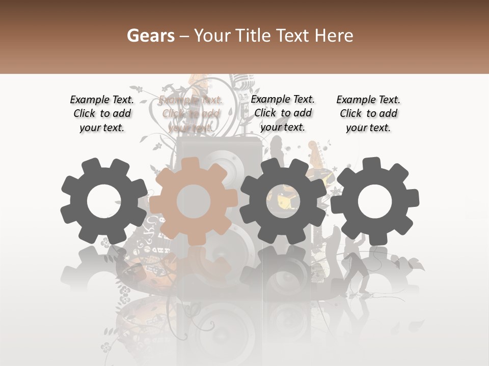 A Speaker With Music Notes And A Guitar In The Background PowerPoint Template