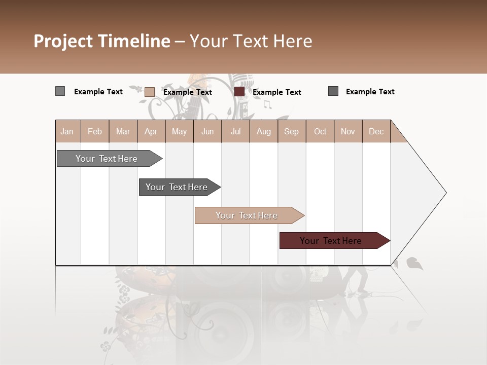 A Speaker With Music Notes And A Guitar In The Background PowerPoint Template