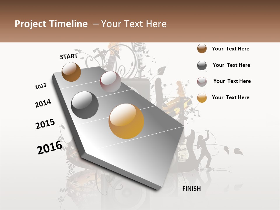 A Speaker With Music Notes And A Guitar In The Background PowerPoint Template