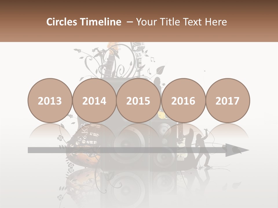 A Speaker With Music Notes And A Guitar In The Background PowerPoint Template