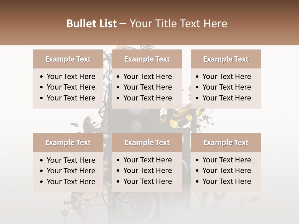 A Speaker With Music Notes And A Guitar In The Background PowerPoint Template