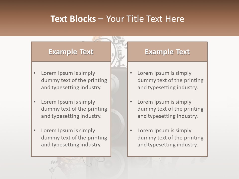 A Speaker With Music Notes And A Guitar In The Background PowerPoint Template