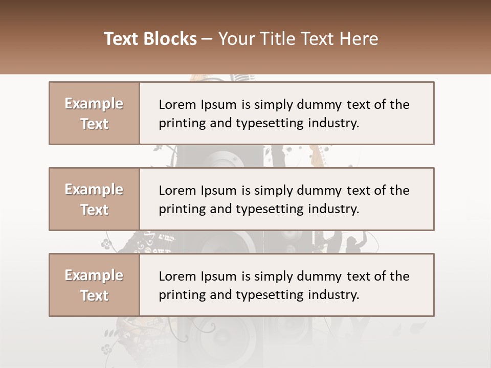 A Speaker With Music Notes And A Guitar In The Background PowerPoint Template