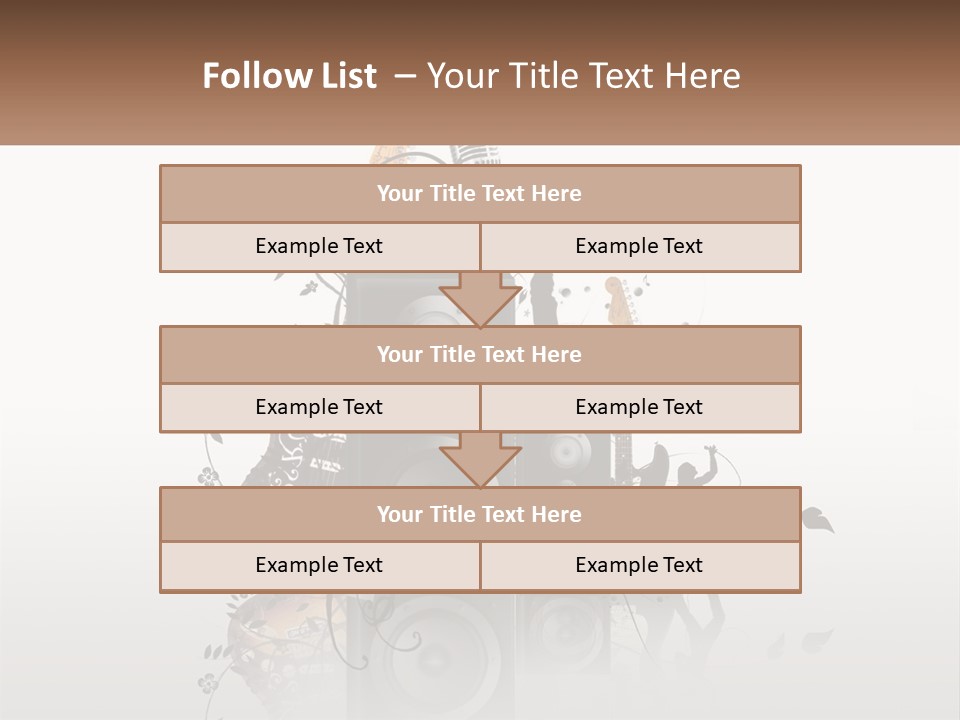 A Speaker With Music Notes And A Guitar In The Background PowerPoint Template