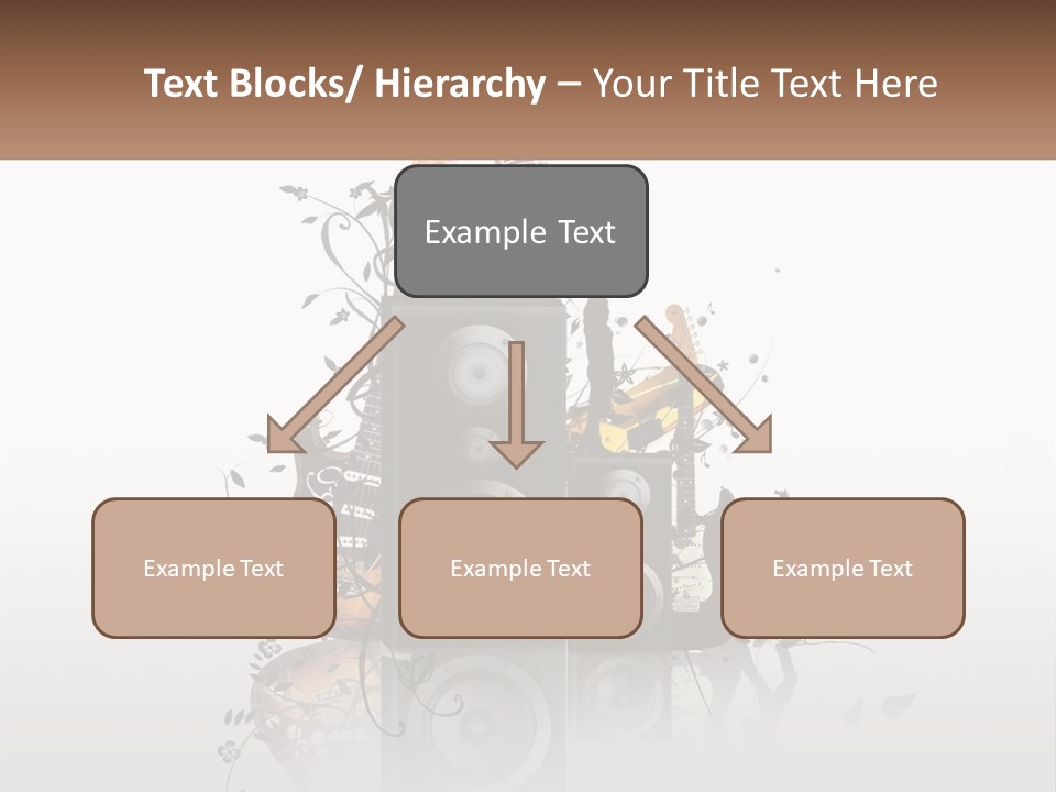 A Speaker With Music Notes And A Guitar In The Background PowerPoint Template