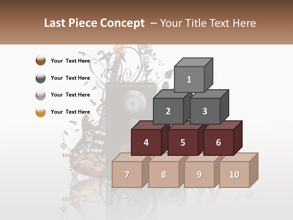 A Speaker With Music Notes And A Guitar In The Background PowerPoint Template