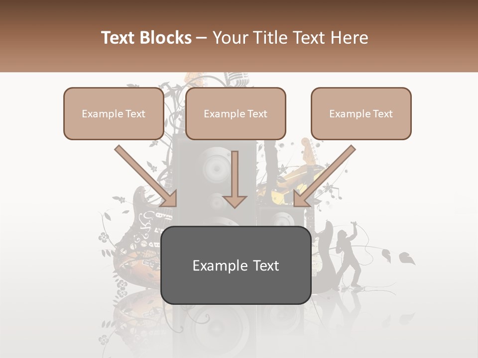 A Speaker With Music Notes And A Guitar In The Background PowerPoint Template