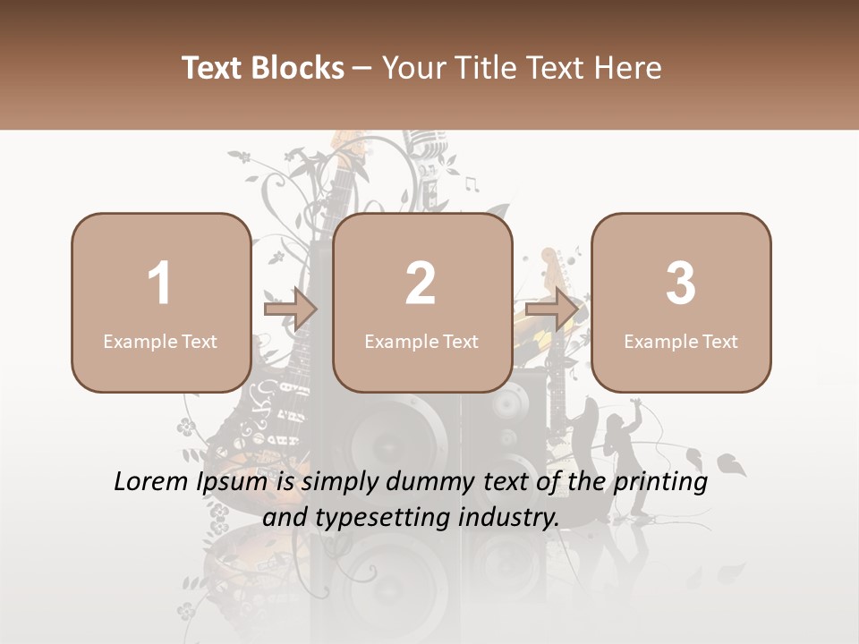 A Speaker With Music Notes And A Guitar In The Background PowerPoint Template