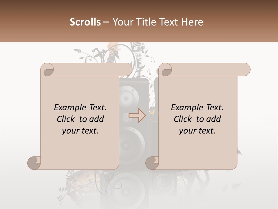 A Speaker With Music Notes And A Guitar In The Background PowerPoint Template