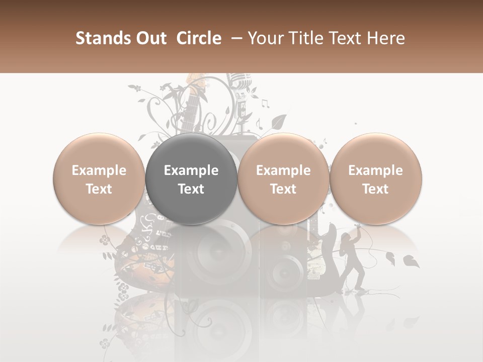 A Speaker With Music Notes And A Guitar In The Background PowerPoint Template