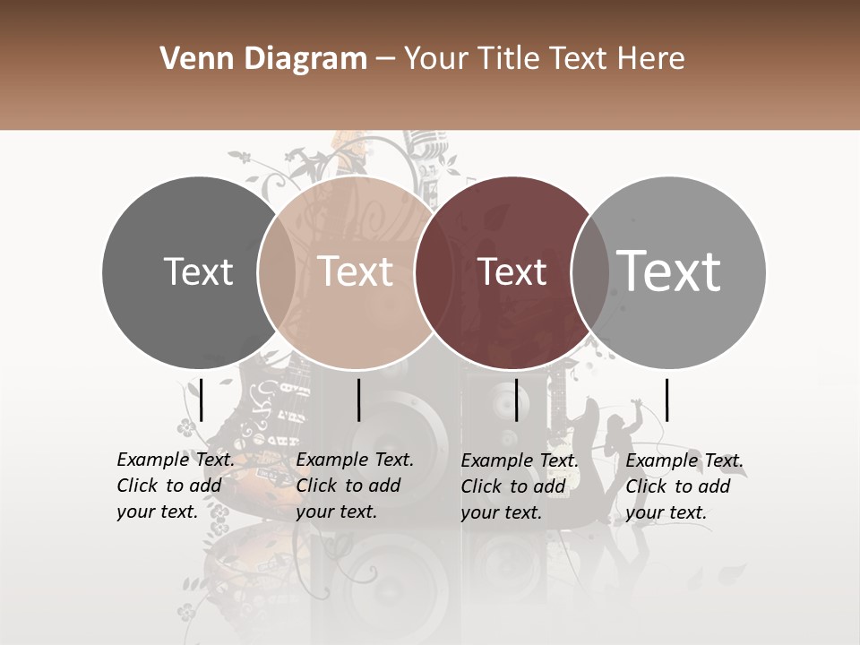 A Speaker With Music Notes And A Guitar In The Background PowerPoint Template