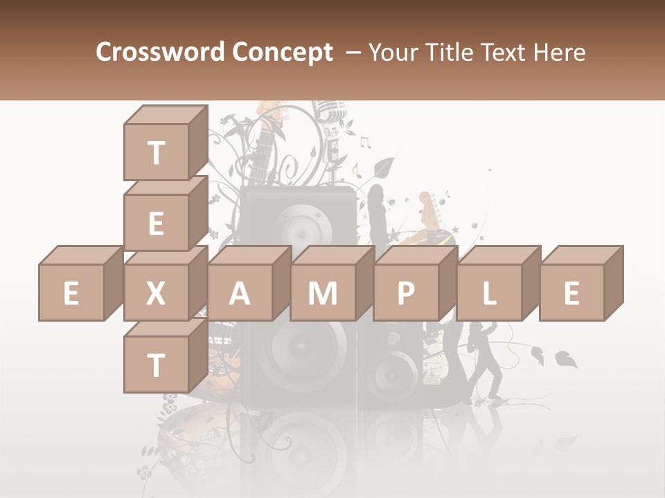 A Speaker With Music Notes And A Guitar In The Background PowerPoint Template