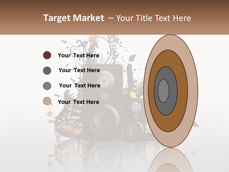 A Speaker With Music Notes And A Guitar In The Background PowerPoint Template