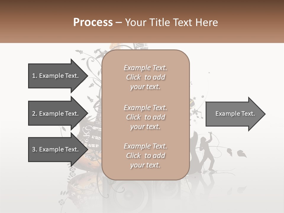 A Speaker With Music Notes And A Guitar In The Background PowerPoint Template