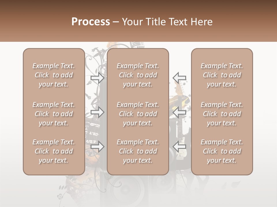 A Speaker With Music Notes And A Guitar In The Background PowerPoint Template
