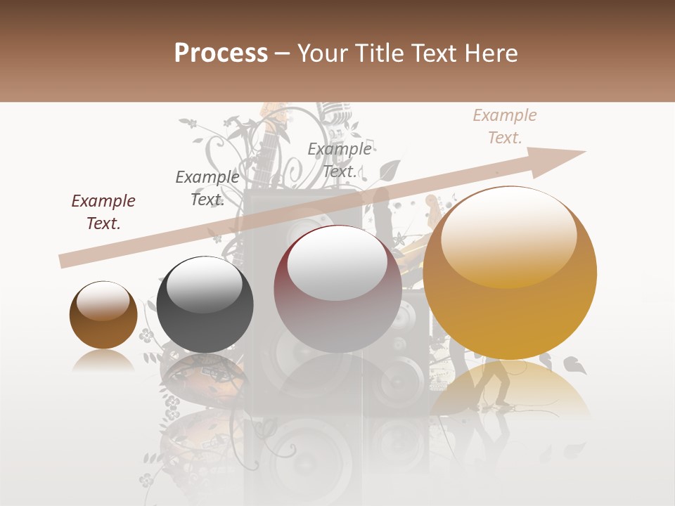 A Speaker With Music Notes And A Guitar In The Background PowerPoint Template