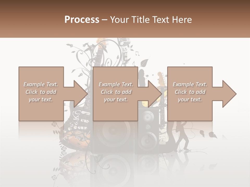 A Speaker With Music Notes And A Guitar In The Background PowerPoint Template