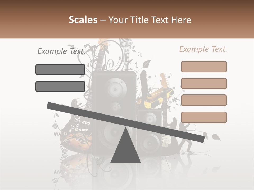 A Speaker With Music Notes And A Guitar In The Background PowerPoint Template