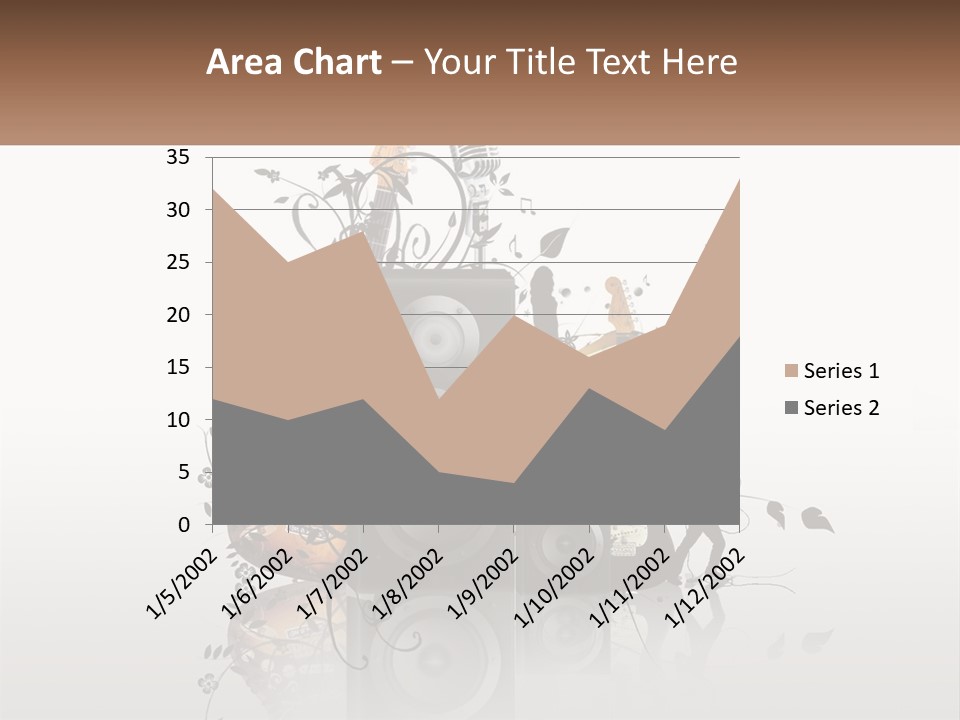A Speaker With Music Notes And A Guitar In The Background PowerPoint Template
