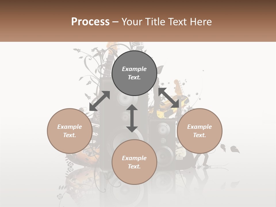 A Speaker With Music Notes And A Guitar In The Background PowerPoint Template