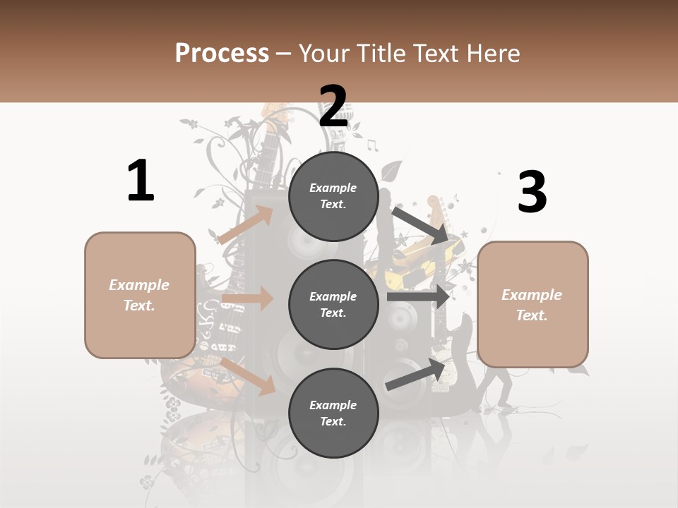 A Speaker With Music Notes And A Guitar In The Background PowerPoint Template