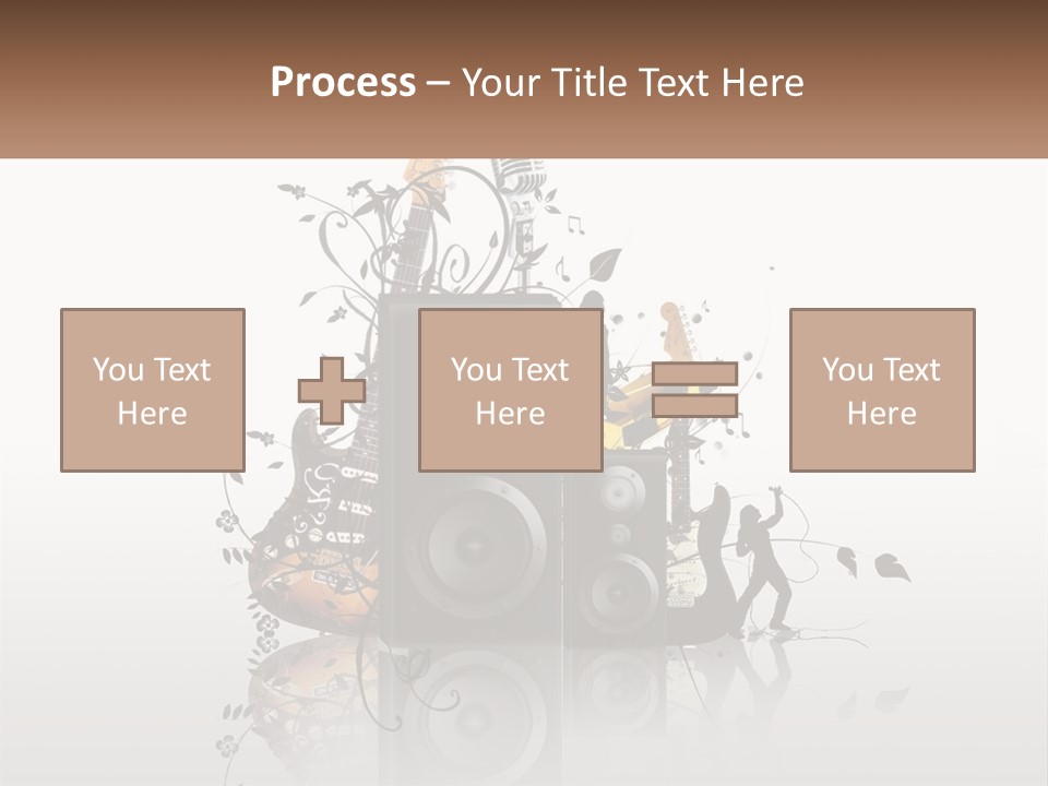 A Speaker With Music Notes And A Guitar In The Background PowerPoint Template