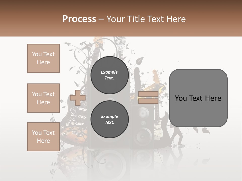 A Speaker With Music Notes And A Guitar In The Background PowerPoint Template