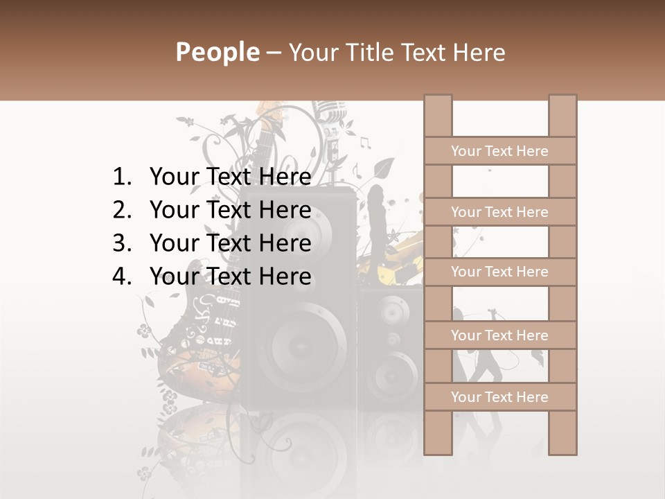A Speaker With Music Notes And A Guitar In The Background PowerPoint Template