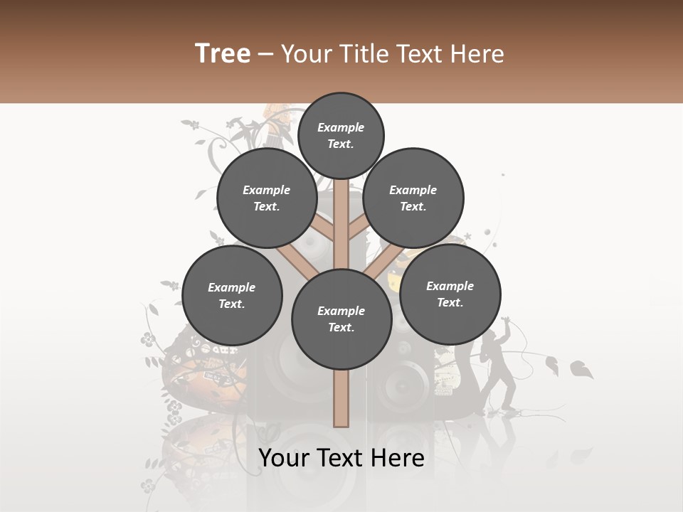 A Speaker With Music Notes And A Guitar In The Background PowerPoint Template