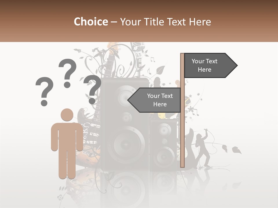 A Speaker With Music Notes And A Guitar In The Background PowerPoint Template