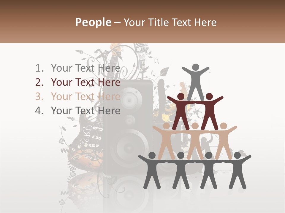 A Speaker With Music Notes And A Guitar In The Background PowerPoint Template