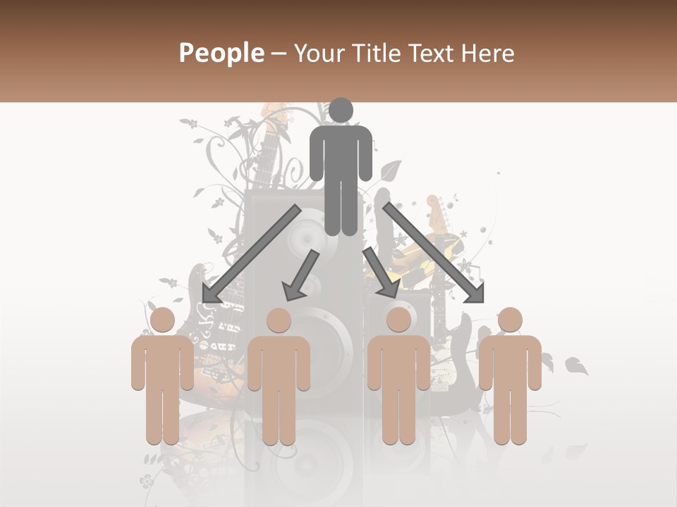 A Speaker With Music Notes And A Guitar In The Background PowerPoint Template