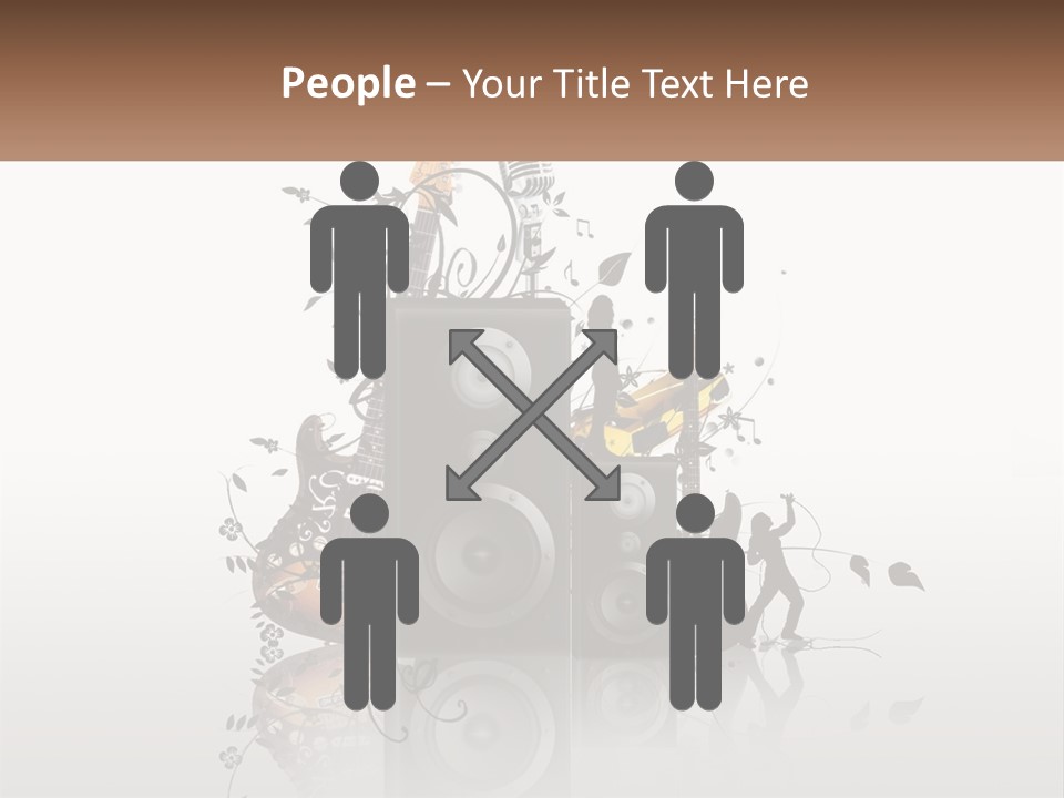 A Speaker With Music Notes And A Guitar In The Background PowerPoint Template