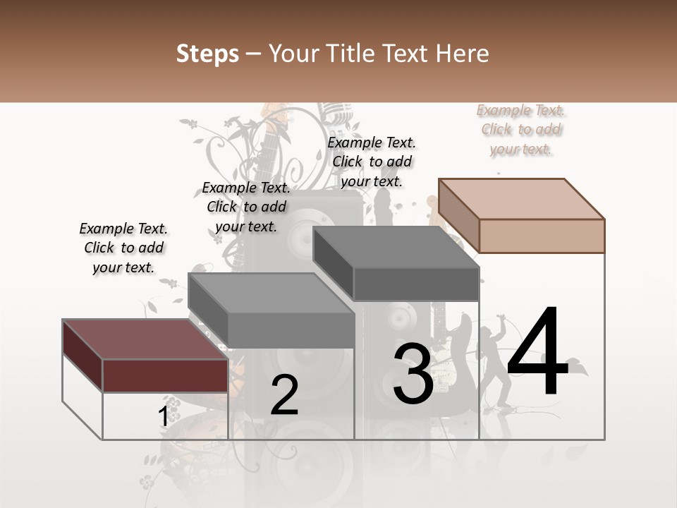 A Speaker With Music Notes And A Guitar In The Background PowerPoint Template