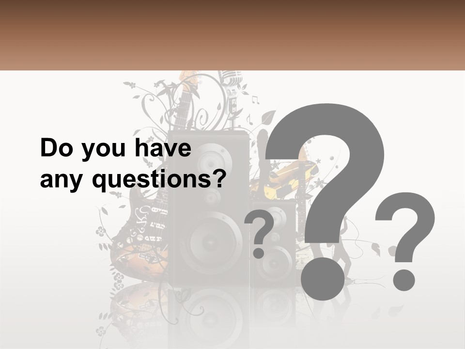 A Speaker With Music Notes And A Guitar In The Background PowerPoint Template