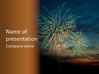 A Fireworks Display With A Sky Background PowerPoint Template