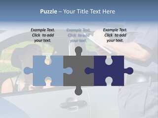 A Woman Sitting In A Car Talking To A Man PowerPoint Template