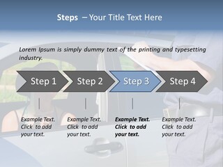 A Woman Sitting In A Car Talking To A Man PowerPoint Template