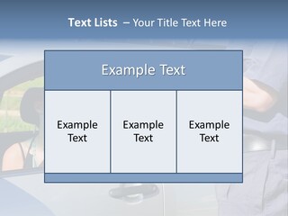 A Woman Sitting In A Car Talking To A Man PowerPoint Template