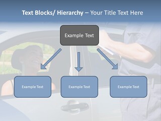 A Woman Sitting In A Car Talking To A Man PowerPoint Template