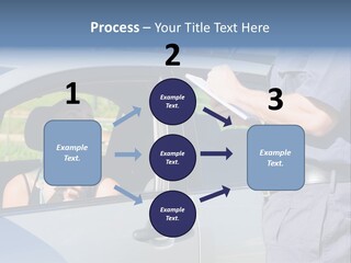 A Woman Sitting In A Car Talking To A Man PowerPoint Template