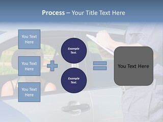 A Woman Sitting In A Car Talking To A Man PowerPoint Template