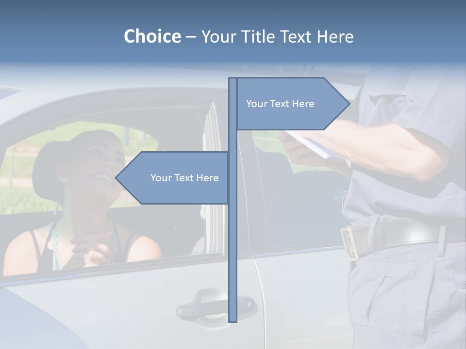 A Woman Sitting In A Car Talking To A Man PowerPoint Template