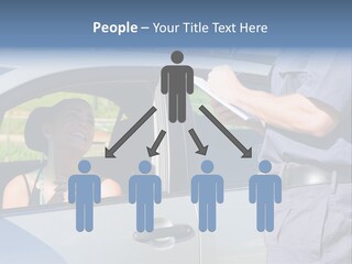 A Woman Sitting In A Car Talking To A Man PowerPoint Template