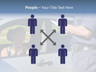 A Woman Sitting In A Car Talking To A Man PowerPoint Template