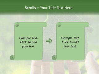A Person Holding A Small Green House In Their Hands PowerPoint Template